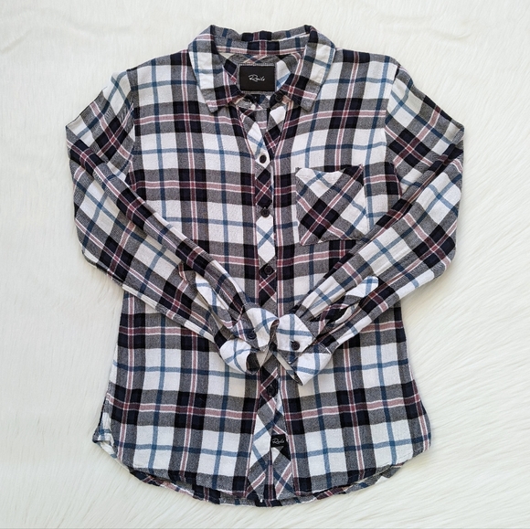 Rails White + Pink + Blue Plaid Flannel Button Down Shirt | S - Picture 11 of 12